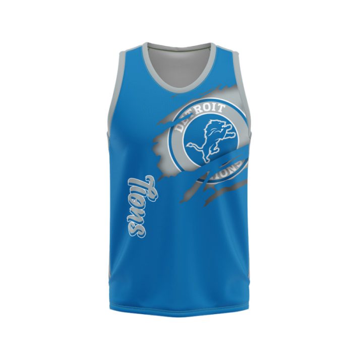 Detroit Lions Unisex Tank Top Basketball Jersey Style Gym Muscle Tee JTT936