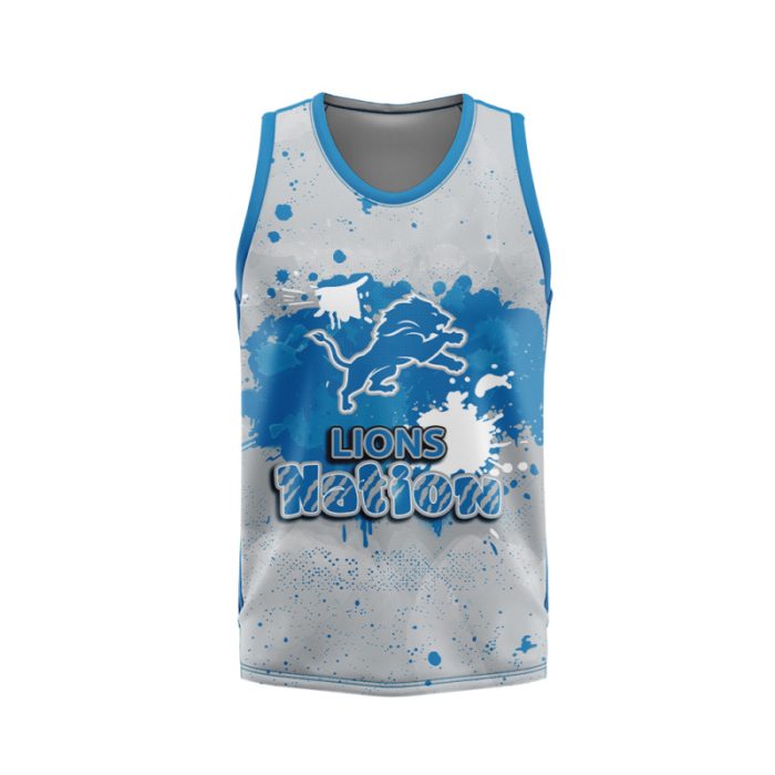 Detroit Lions Unisex Tank Top Basketball Jersey Style Gym Muscle Tee JTT941