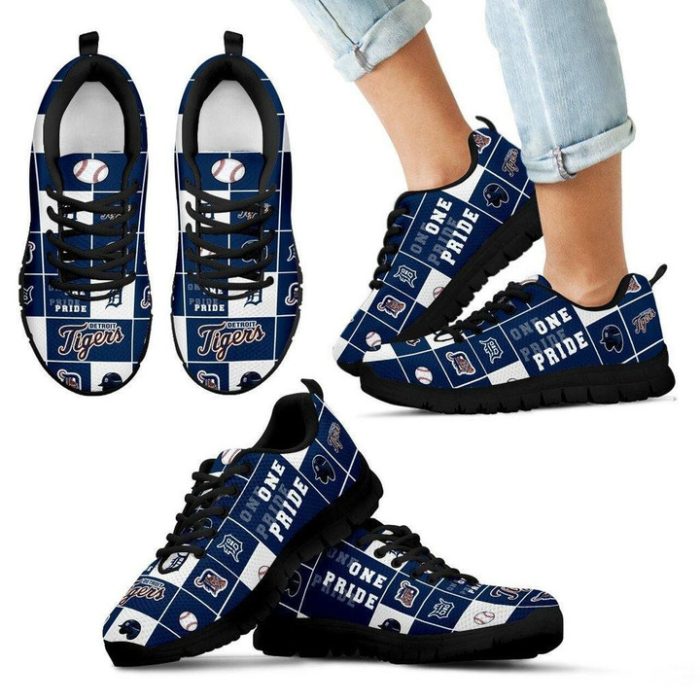 Detroit Tigers MLB Football Canvas Shoes Running Shoes Black Shoes Fly Sneakers