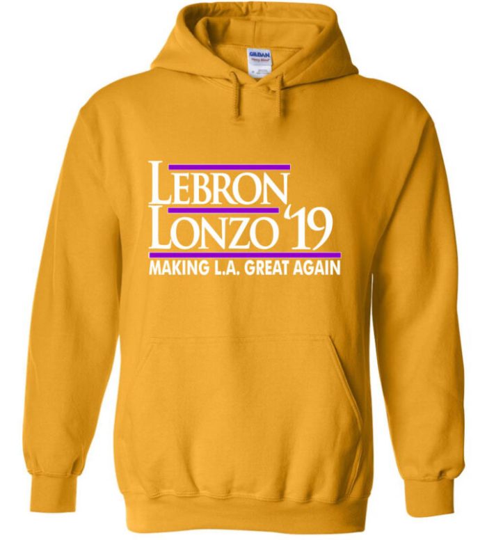 Gold Lebron James Lonzo Ball Los Angeles Lakers 19 Hooded Sweatshirt Unisex Hoodie