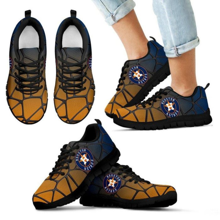 Houston Astros MLB Football Canvas Shoes Running Shoes Black Shoes Fly Sneakers