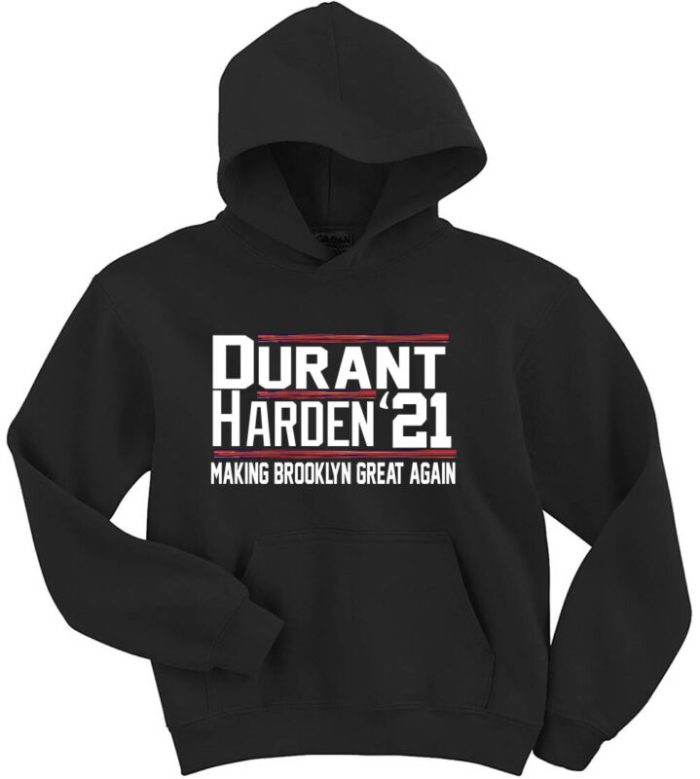 James Harden Kevin Durant New Brooklyn Nets 2021 Crew Hooded Sweatshirt Unisex Hoodie