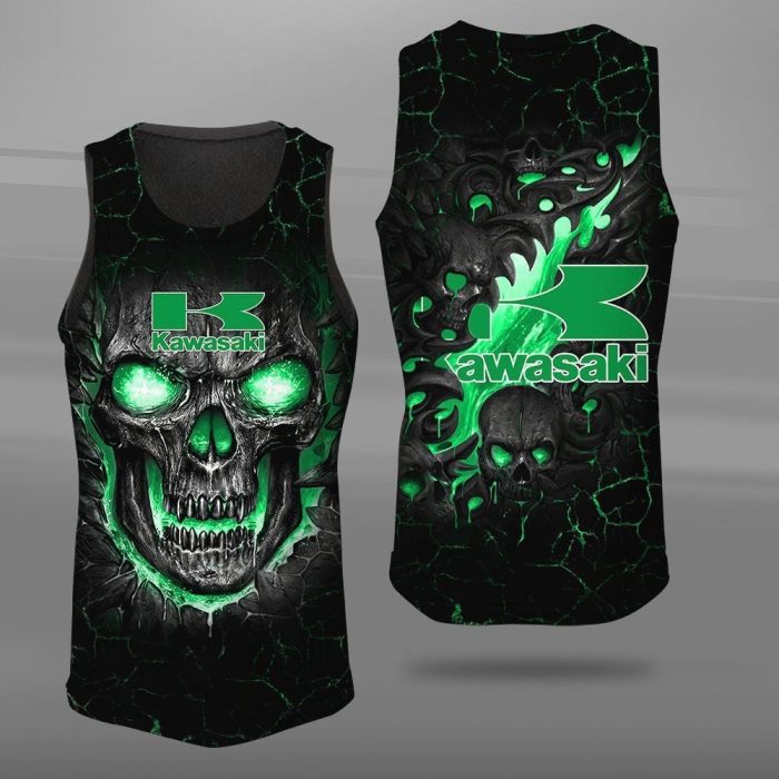 Kawasaki Skull Unisex Tank Top Basketball Jersey Style Gym Muscle Tee JTT592