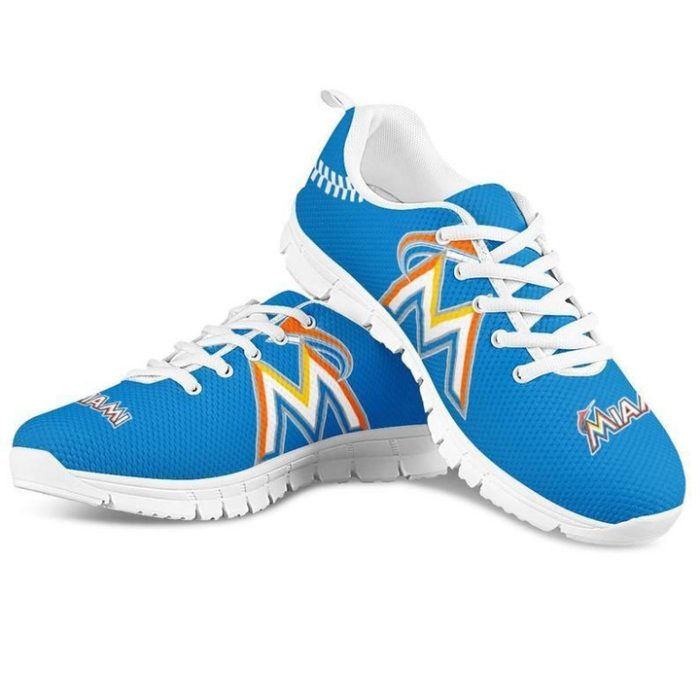 Miami Marlins MLB Canvas Shoes Running Shoes White Shoes Fly Sneakers