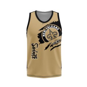 New Orleans Saints Unisex Tank Top Basketball Jersey Style Gym Muscle Tee JTT782