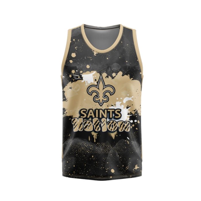 New Orleans Saints Unisex Tank Top Basketball Jersey Style Gym Muscle Tee JTT787