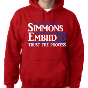 Red Joel Embiid Ben Simmons "Trust The Process 18"" Hoodie Hooded Sweatshirt