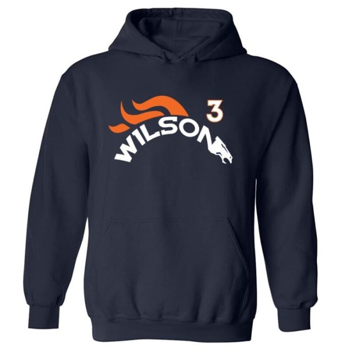 Russell Wilson Denver Broncos Logo Crew Hooded Sweatshirt Unisex Hoodie