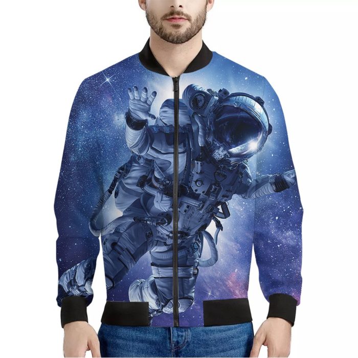 Astronaut On Space Mission Print Bomber Jacket