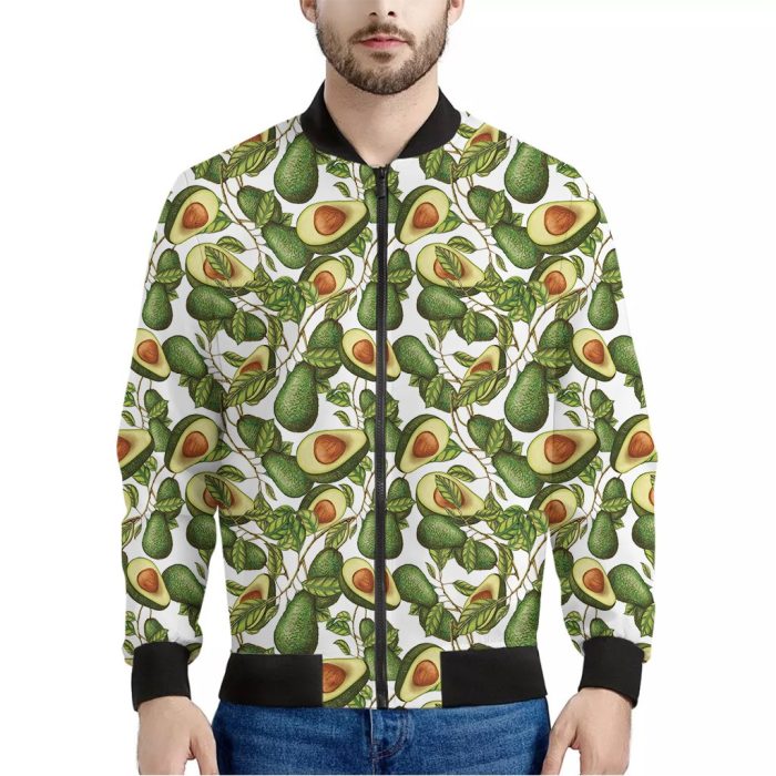 Avocado Cut In Half Drawing Print Bomber Jacket