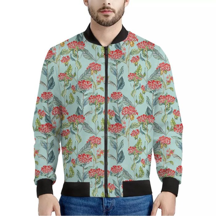 Bouvardia Pattern Print Bomber Jacket