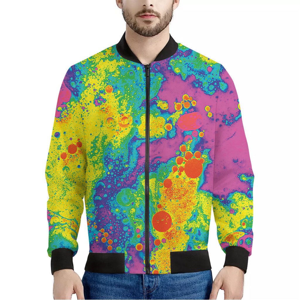 Colorful Acid Melt Print Bomber Jacket – Choose Life. Choose Style