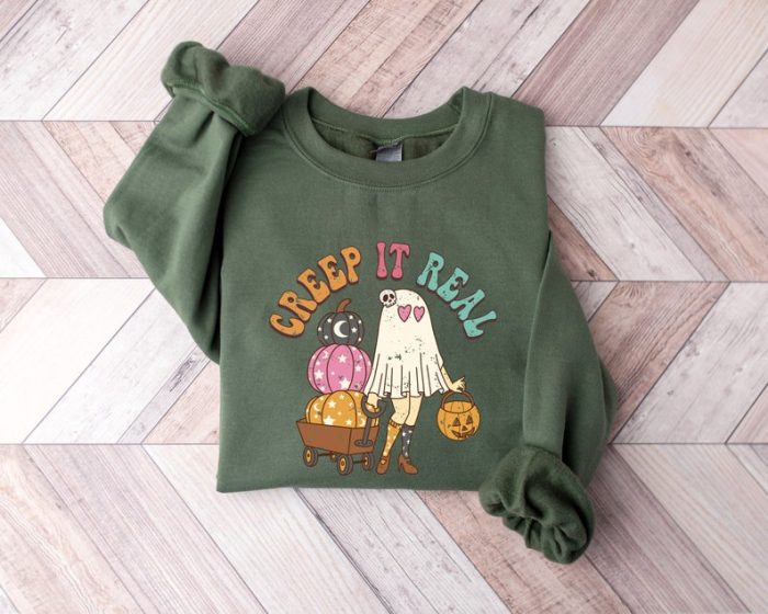 Creep It Real Sweatshirt Retro Halloween Sweatshirt Halloween Costume Vintage Halloween Sweater