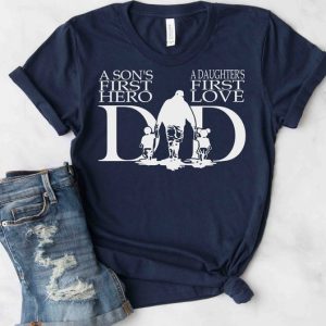 Dad A Son First Hero A Daughter First Love T-Shirt Dad Of Both T-Shirt Matching Father And Children T-Shirt