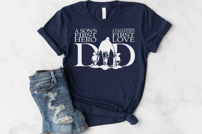 Dad A Son First Hero A Daughter First Love T-Shirt Dad Of Both T-Shirt Matching Father And Children T-Shirt