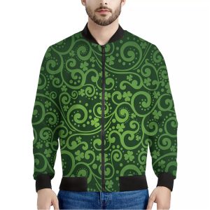 Green Irish Saint Patrick's Day Print Bomber Jacket