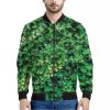 Green Ivy Wall Print Bomber Jacket