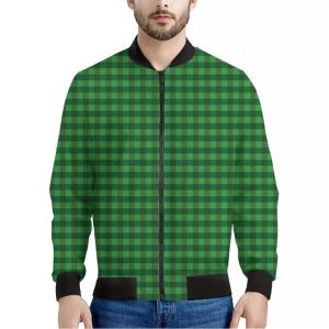 Green Tartan Saint Patrick's Day Print Bomber Jacket