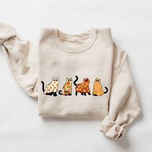 Halloween Cats Sweat Cute Halloween Sweatshirt Hocus Pocus Sweat Witches Brew Ghost Cats Vibes Fall Clothing Halloween Party