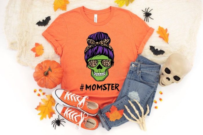 Halloween Momster Skull Shirt Momster Shirt Halloween Party Halloween T-Shirt Hocus Pocus Shirt Mom Zombie Shirt Halloween Spooky Shirt