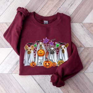 Halloween Sweatshirt Halloween Sweater Ghost Sweatshirt Halloween Dog Sweatshirt Ghost Dog Shirt
