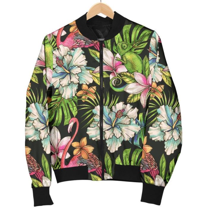 Hawaiian Aloha Tropical Pattern Print Bomber Jacket