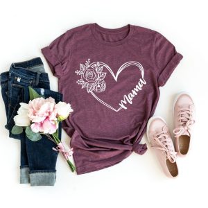 Heart Gift For Mom Flower Mom Gift Mothers Day Shirt Mama Shirt Shirts For Women Mom Birthday Gift Mama Flower