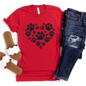 Heart Paw Shirt Dog Lover Shirt Dog Person Gift Dog Paw Shirt Paw Print Shirt Animal Lover Shirt Paw Love Tee Pet Lover Shirt Heart