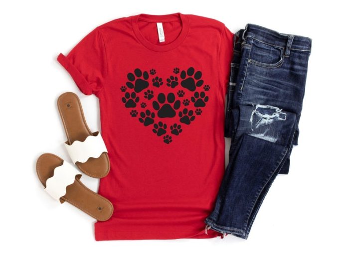 Heart Paw Shirt Dog Lover Shirt Dog Person Gift Dog Paw Shirt Paw Print Shirt Animal Lover Shirt Paw Love Tee Pet Lover Shirt Heart