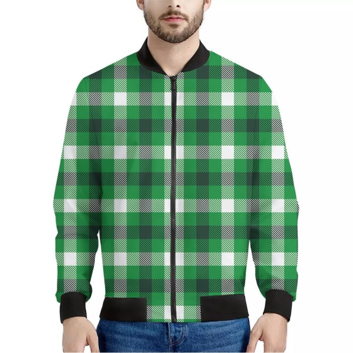 Irish Check Saint Patrick's Day Print Bomber Jacket