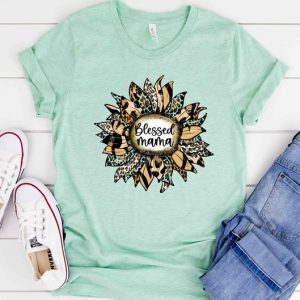 Leopard Blessed Mom Sunflower Shirt Sunflower Blessed Mother Day Gift Mama Shirt Gift For Mom Blessed Mama