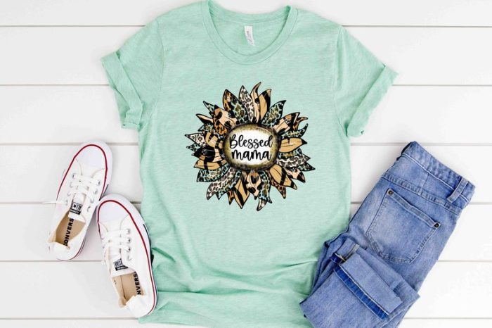 Leopard Blessed Mom Sunflower Shirt Sunflower Blessed Mother Day Gift Mama Shirt Gift For Mom Blessed Mama