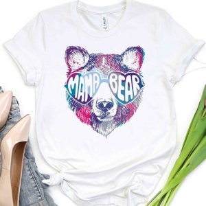 Mama Bear With Sunglasses Mom Tee Mothers Day Momma Bear Tribe Tribal Mom Tribe Graphic Tee