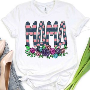 Mama Flower Smiley Shirt Floral Print Retro Shirts Spring Wildflower Mom Tee Daisy Smiley Tee Mom Mode All Day Tee