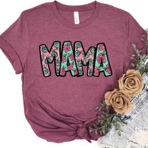 Mama Shirt Mama Gift Personalized Gift Shirt Mama Flower Gift Shirt Trendy Mama Outfit Gift For Mama