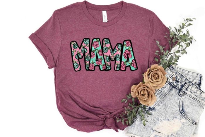 Mama Shirt Mama Gift Personalized Gift Shirt Mama Flower Gift Shirt Trendy Mama Outfit Gift For Mama