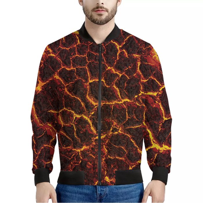 Molten Lava Print Bomber Jacket