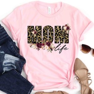 Mom Life Shirt Funny Mother Day Gift Leopard Cheetah Print For Women Tshirt Mom Life Kid Life Funny Mom Tshirt