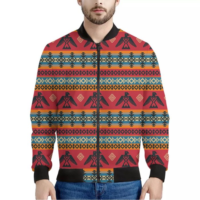 Native American Eagle Pattern Print Bomber Jacket