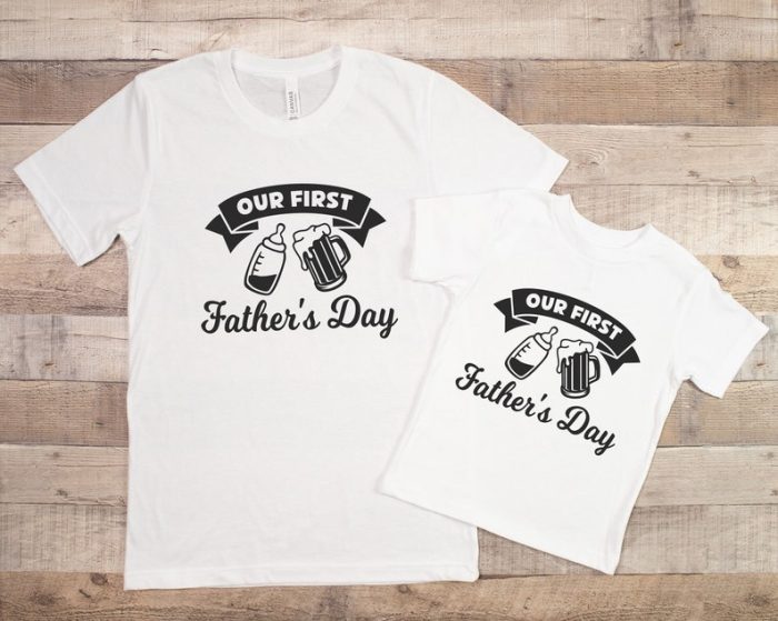 Our First Shirt Daddy And Me T-Shirt Father And Son Daughter Matching Shirt Father Baby Matching Tee Gift Dad