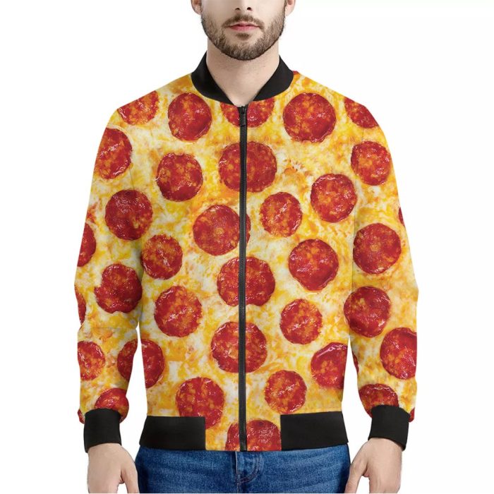 Pepperoni Pizza Print Bomber Jacket