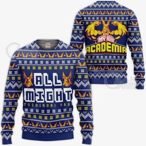 All Might Ugly Christmas Sweater Pullover Hoodie Anime Xmas Shirt