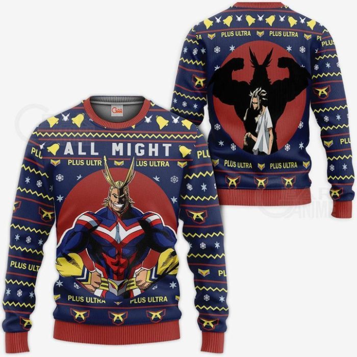 All Might Ugly Christmas Sweater Pullover Hoodie Anime Xmas Shirt