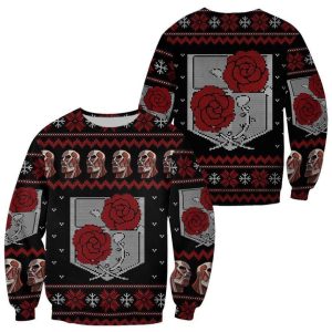 Attack On Titan Ugly Christmas Sweater Pullover Hoodie Garrison Xmas Gift Custom Clothes