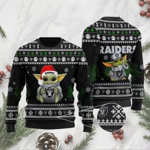 Baby Yoda Oakland Raiders Ugly Christmas Sweater