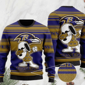 Baltimore Ravens Snoopy Dabbing 3D Ugly Christmas Sweater