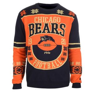 Chicago Bears Retro Cotton Sweater By Klew Ugly Christmas Sweater
