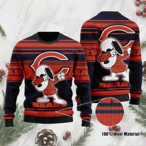 Chicago Bears Snoopy Dabbing 3D Ugly Christmas Sweater