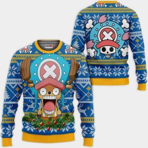 Chopper Ugly Christmas Sweater Pullover Hoodie Custom One Piece Anime Xmas Gifts