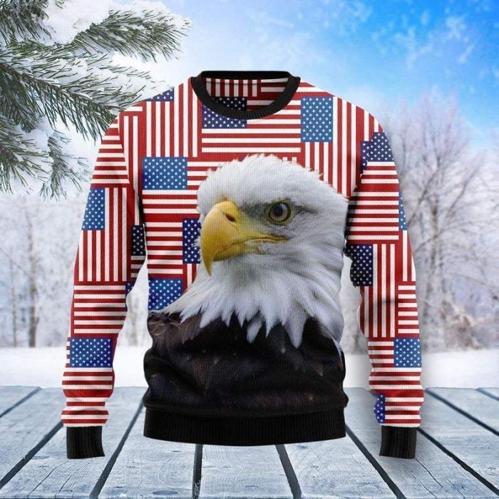 Eagle American Flag Ugly Christmas Sweater